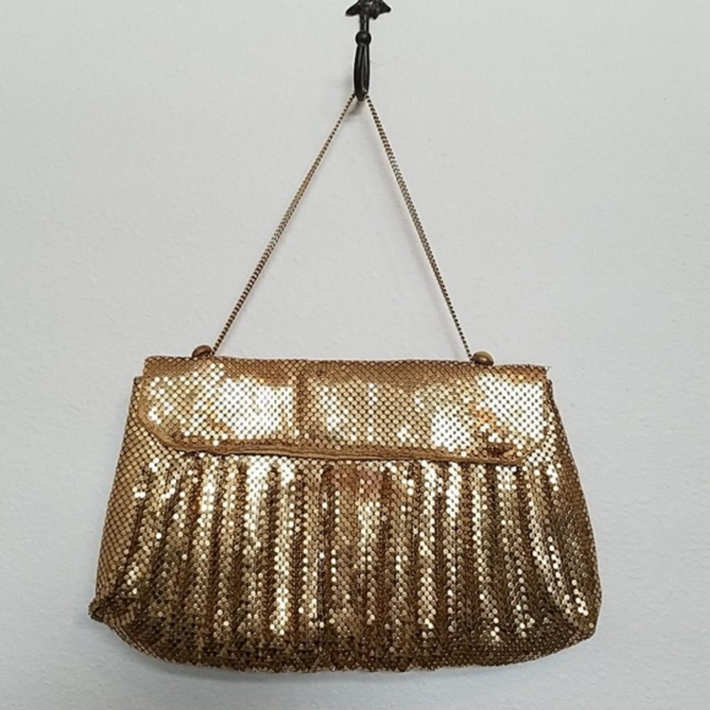 Vintage Whiting & David Goldtone Mesh Purse